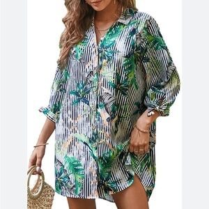 NWT Cupshe Carlene Button Loose Waisted Shirt Multi-Color Shirt Dresses S